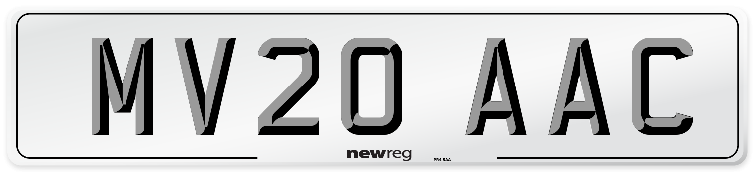 MV20 AAC Number Plate from New Reg